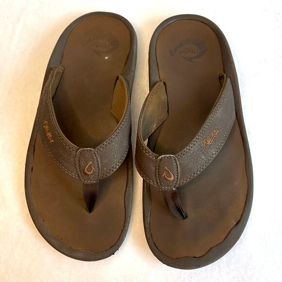 Olukai Ohana Mens Flip Flops Size 8 Brown Casual Summer Beach Sandals - Picture 7 of 8